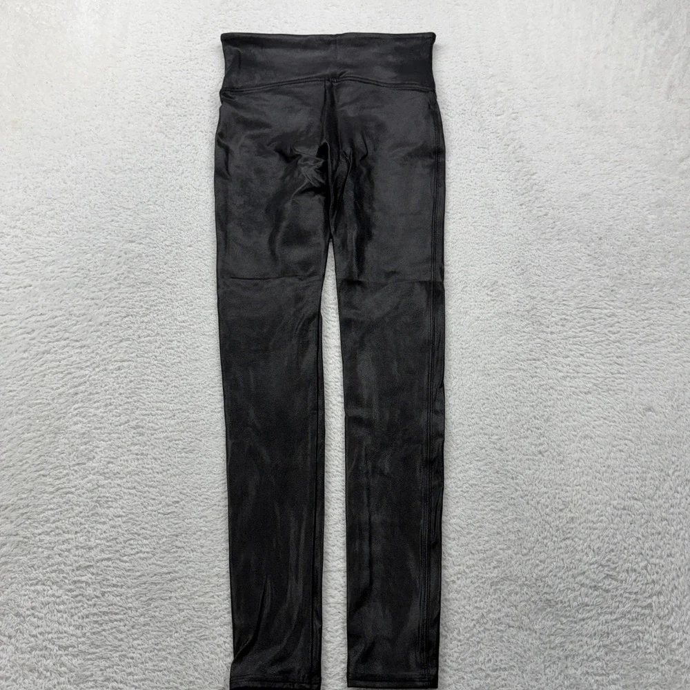 Spanx Faux Leather Leggings Black High Rise Tummy Control Medium M Slimming Moto